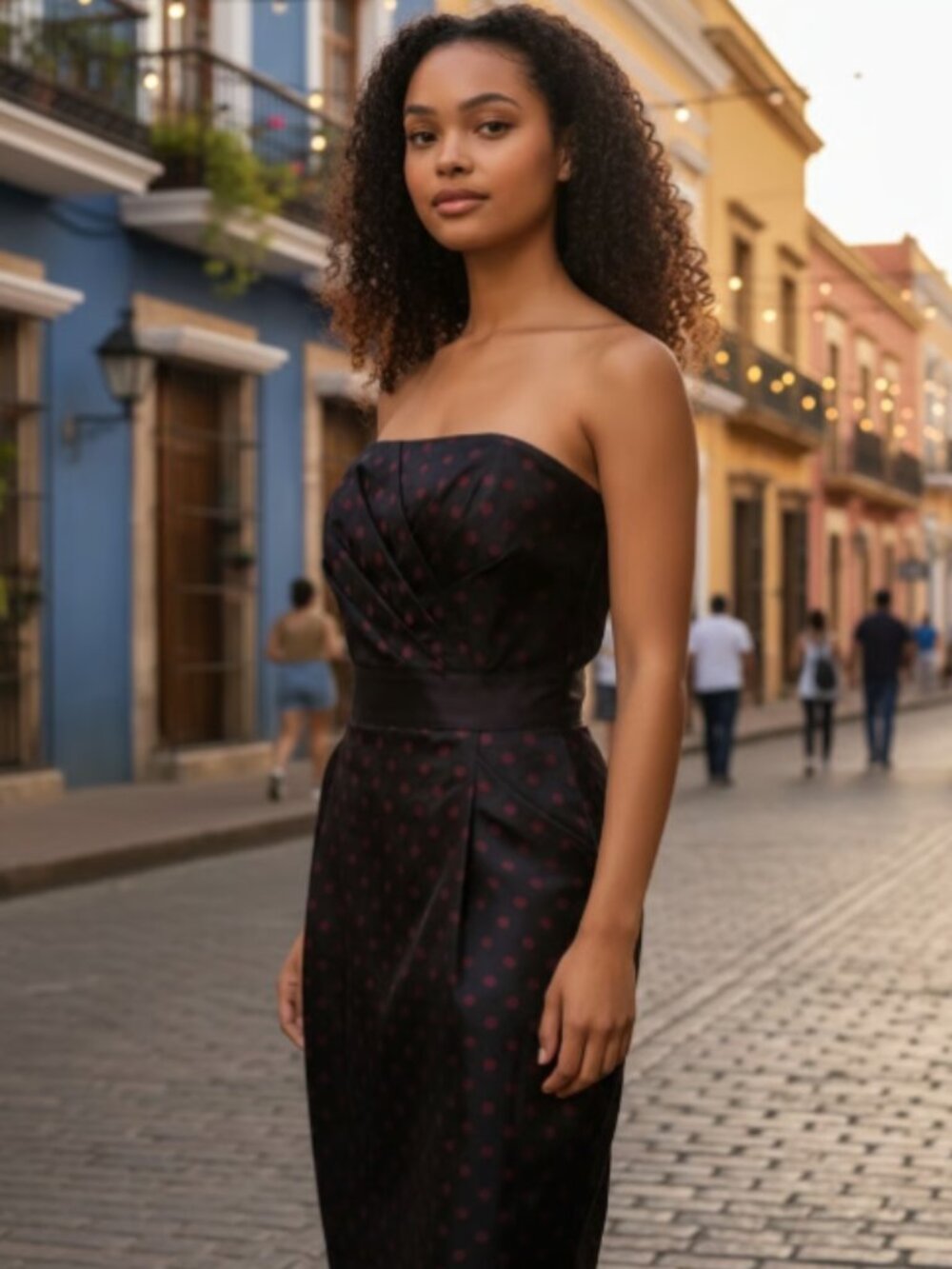 NWT White House Black Market polka dot strapless dress 8